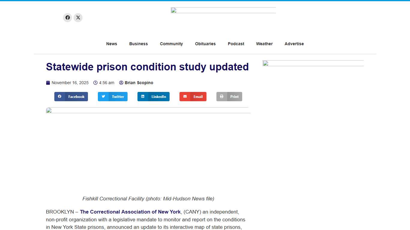 Statewide prison condition study updated - Mid Hudson News